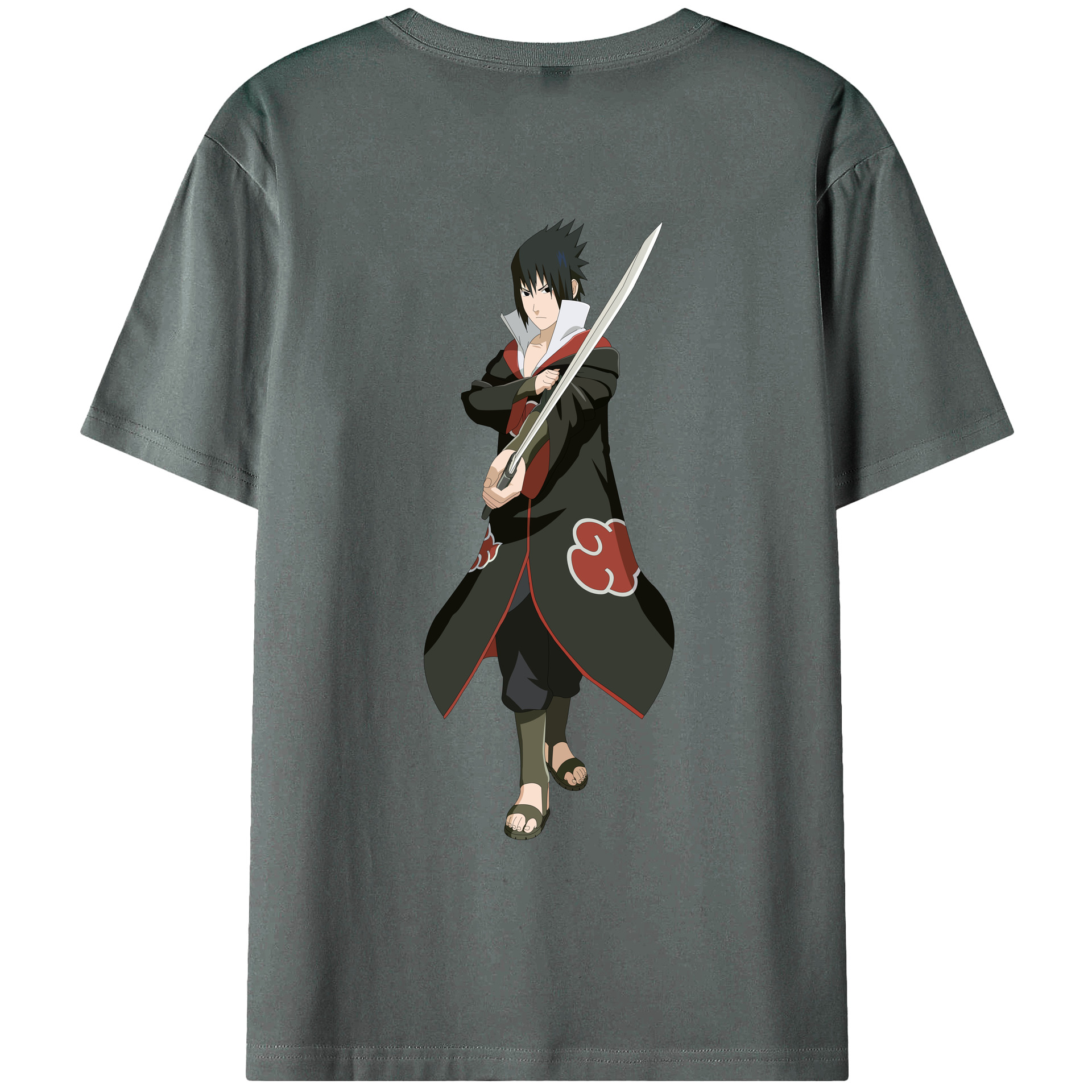 （画像用） NARUTO -ナルト- うちは サスケ Uchiha Sasuke 綿100％ メンズ半袖Tシャツ（バックプリント） 通気性